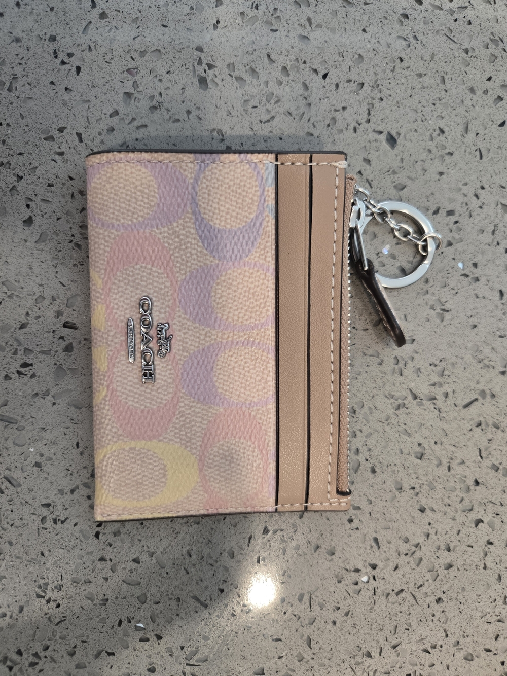 Coach Pastel Signature Card Holder with Key Ring - Multi Pastel